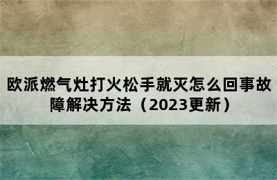 欧派燃气灶打火松手就灭怎么回事故障解决方法（2023更新）