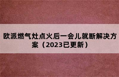 欧派燃气灶点火后一会儿就断解决方案（2023已更新）