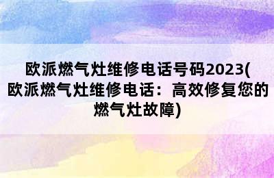 欧派燃气灶维修电话号码2023(欧派燃气灶维修电话：高效修复您的燃气灶故障)