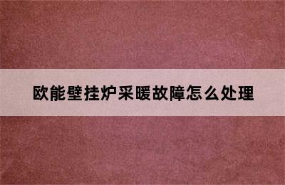 欧能壁挂炉采暖故障怎么处理