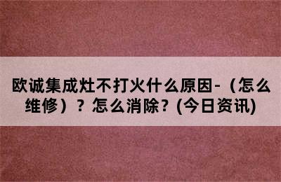 欧诚集成灶不打火什么原因-（怎么维修）？怎么消除？(今日资讯)