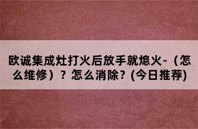 欧诚集成灶打火后放手就熄火-（怎么维修）？怎么消除？(今日推荐)