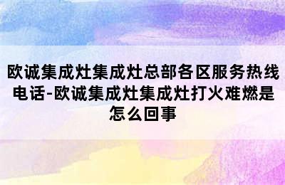 欧诚集成灶集成灶总部各区服务热线电话-欧诚集成灶集成灶打火难燃是怎么回事