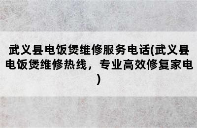 武义县电饭煲维修服务电话(武义县电饭煲维修热线，专业高效修复家电)