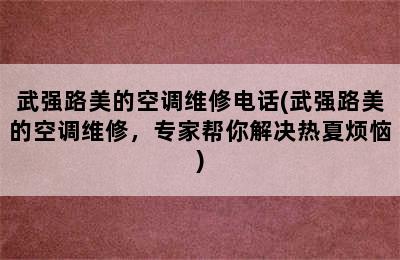 武强路美的空调维修电话(武强路美的空调维修，专家帮你解决热夏烦恼)