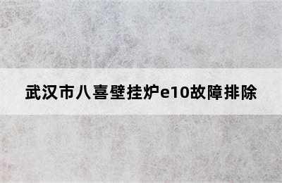 武汉市八喜壁挂炉e10故障排除