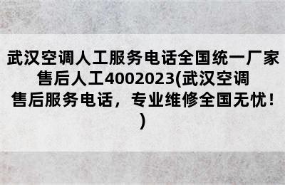 武汉空调人工服务电话全国统一厂家售后人工4002023(武汉空调售后服务电话，专业维修全国无忧！)