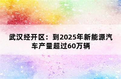 武汉经开区：到2025年新能源汽车产量超过60万辆