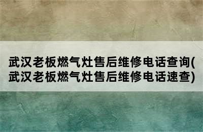 武汉老板燃气灶售后维修电话查询(武汉老板燃气灶售后维修电话速查)