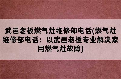 武邑老板燃气灶维修部电话(燃气灶维修部电话：以武邑老板专业解决家用燃气灶故障)