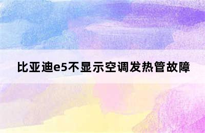 比亚迪e5不显示空调发热管故障