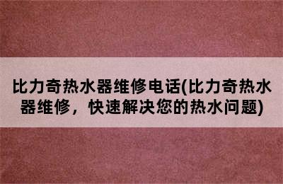 比力奇热水器维修电话(比力奇热水器维修，快速解决您的热水问题)