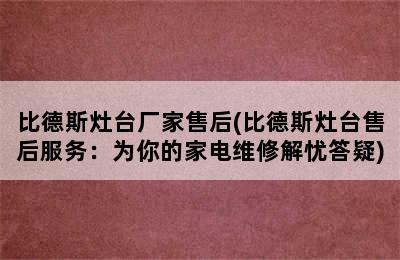 比德斯灶台厂家售后(比德斯灶台售后服务：为你的家电维修解忧答疑)