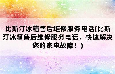 比斯汀冰箱售后维修服务电话(比斯汀冰箱售后维修服务电话，快速解决您的家电故障！)