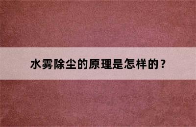 水雾除尘的原理是怎样的？