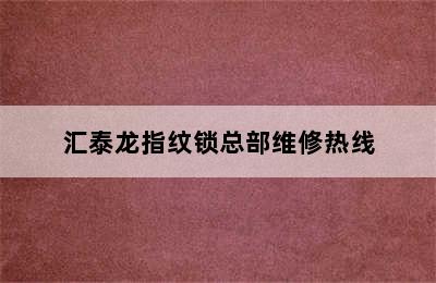 汇泰龙指纹锁总部维修热线