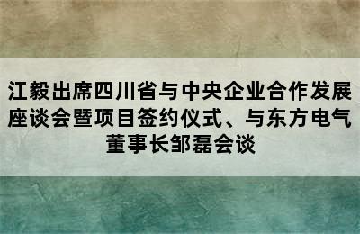 江毅出席四川省与中央企业合作发展座谈会暨项目签约仪式、与东方电气董事长邹磊会谈