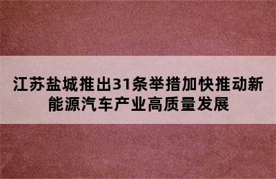 江苏盐城推出31条举措加快推动新能源汽车产业高质量发展