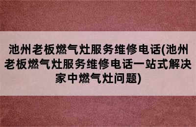 池州老板燃气灶服务维修电话(池州老板燃气灶服务维修电话一站式解决家中燃气灶问题)