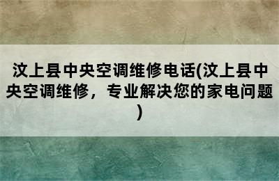 汶上县中央空调维修电话(汶上县中央空调维修，专业解决您的家电问题)