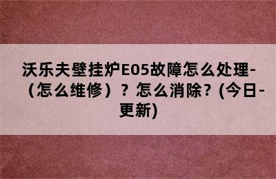 沃乐夫壁挂炉E05故障怎么处理-（怎么维修）？怎么消除？(今日-更新)