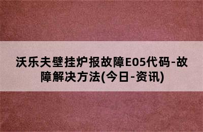 沃乐夫壁挂炉报故障E05代码-故障解决方法(今日-资讯)