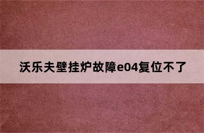 沃乐夫壁挂炉故障e04复位不了