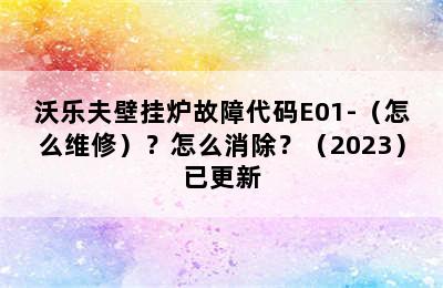 沃乐夫壁挂炉故障代码E01-（怎么维修）？怎么消除？（2023）已更新