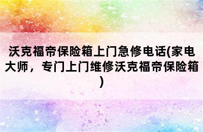 沃克福帝保险箱上门急修电话(家电大师，专门上门维修沃克福帝保险箱)