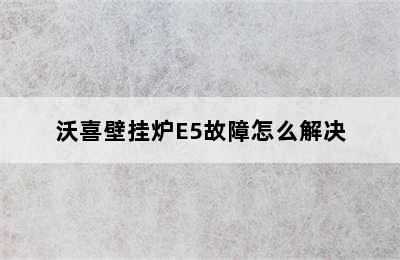 沃喜壁挂炉E5故障怎么解决