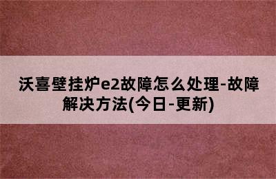 沃喜壁挂炉e2故障怎么处理-故障解决方法(今日-更新)