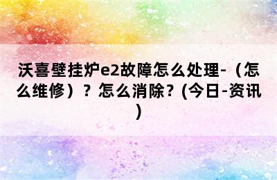 沃喜壁挂炉e2故障怎么处理-（怎么维修）？怎么消除？(今日-资讯)