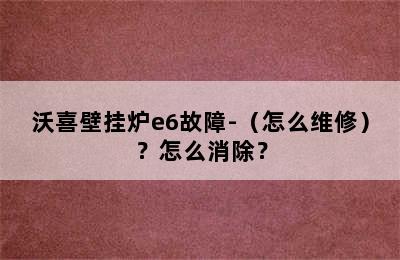 沃喜壁挂炉e6故障-（怎么维修）？怎么消除？