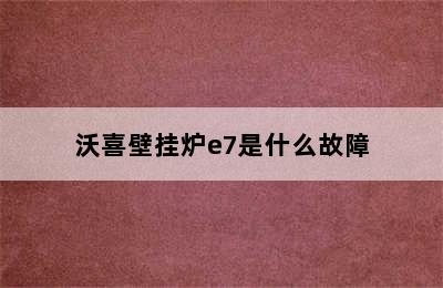 沃喜壁挂炉e7是什么故障