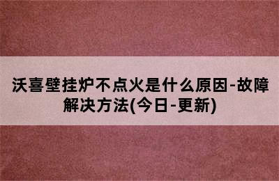 沃喜壁挂炉不点火是什么原因-故障解决方法(今日-更新)