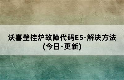 沃喜壁挂炉故障代码E5-解决方法(今日-更新)