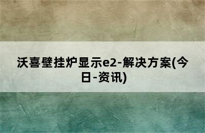 沃喜壁挂炉显示e2-解决方案(今日-资讯)