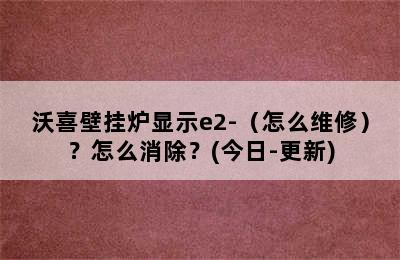 沃喜壁挂炉显示e2-（怎么维修）？怎么消除？(今日-更新)