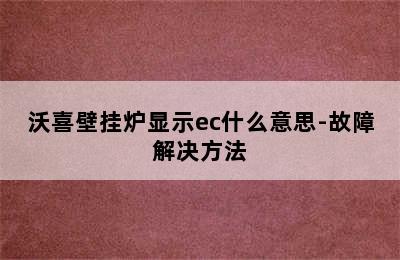 沃喜壁挂炉显示ec什么意思-故障解决方法