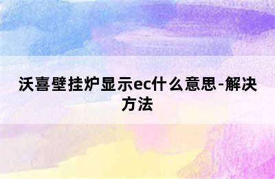 沃喜壁挂炉显示ec什么意思-解决方法