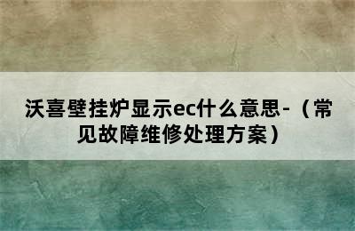 沃喜壁挂炉显示ec什么意思-（常见故障维修处理方案）