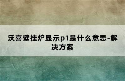 沃喜壁挂炉显示p1是什么意思-解决方案