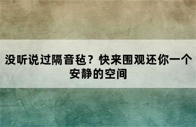 没听说过隔音毡？快来围观还你一个安静的空间