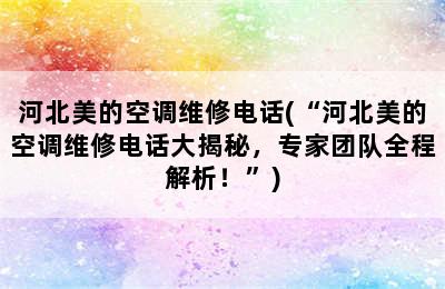 河北美的空调维修电话(“河北美的空调维修电话大揭秘，专家团队全程解析！”)