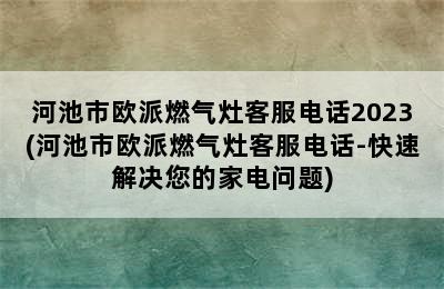 河池市欧派燃气灶客服电话2023(河池市欧派燃气灶客服电话-快速解决您的家电问题)