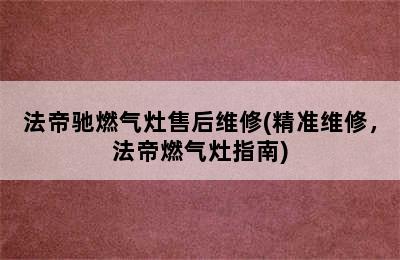 法帝驰燃气灶售后维修(精准维修，法帝燃气灶指南)