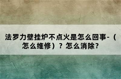 法罗力壁挂炉不点火是怎么回事-（怎么维修）？怎么消除？