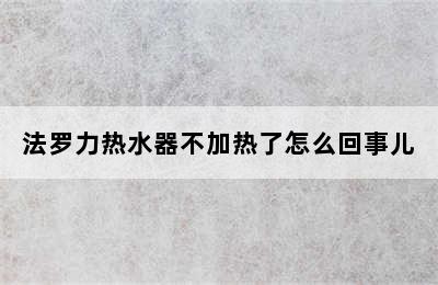 法罗力热水器不加热了怎么回事儿