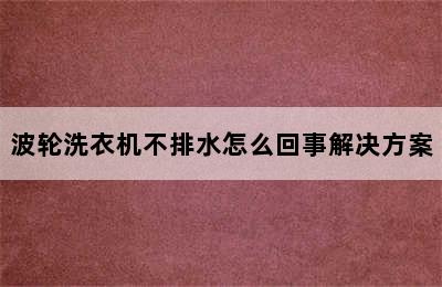 波轮洗衣机不排水怎么回事解决方案