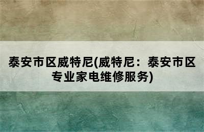 泰安市区威特尼(威特尼：泰安市区专业家电维修服务)